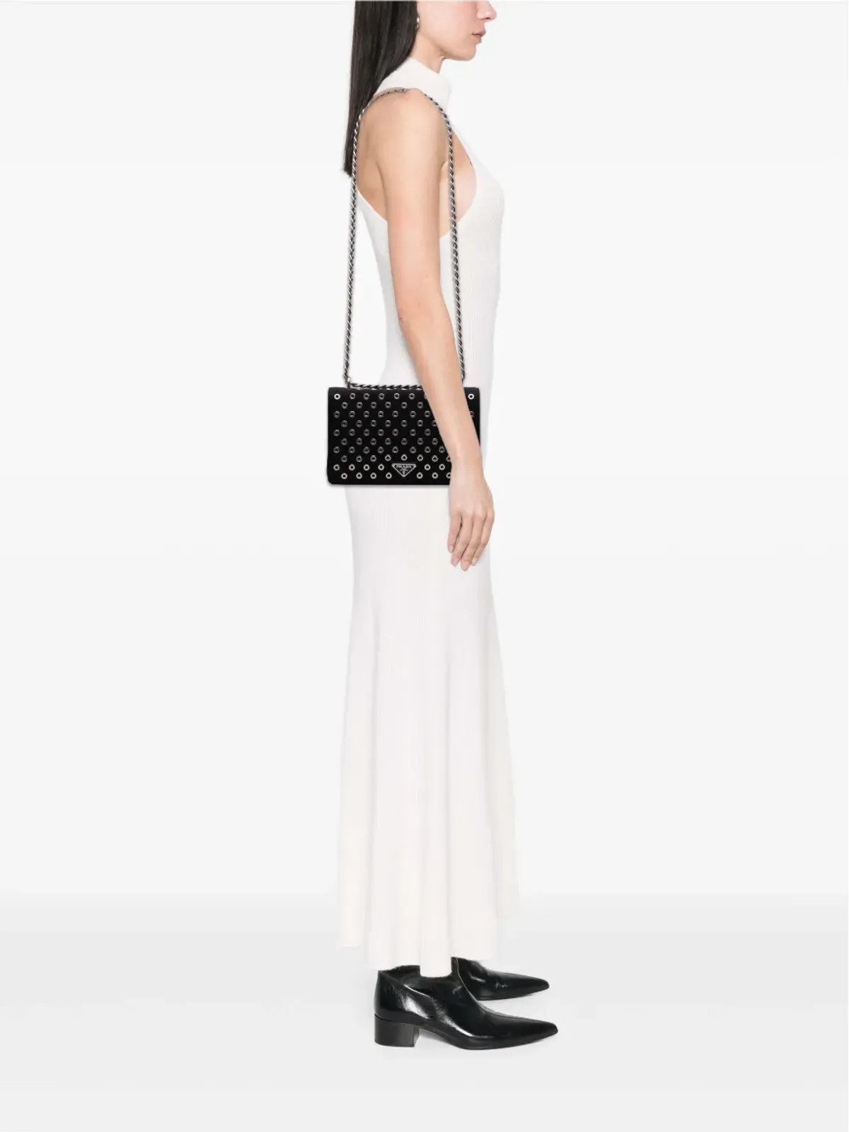 Prada Vintage テッシュト・グロメット・クロスボディバッグ - 画像2