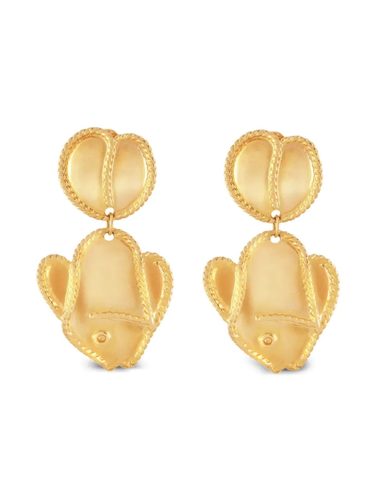 Susan Caplan Vintage 1980年代 魚モチーフ クリップオンピアス（ゴールド） - 画像1