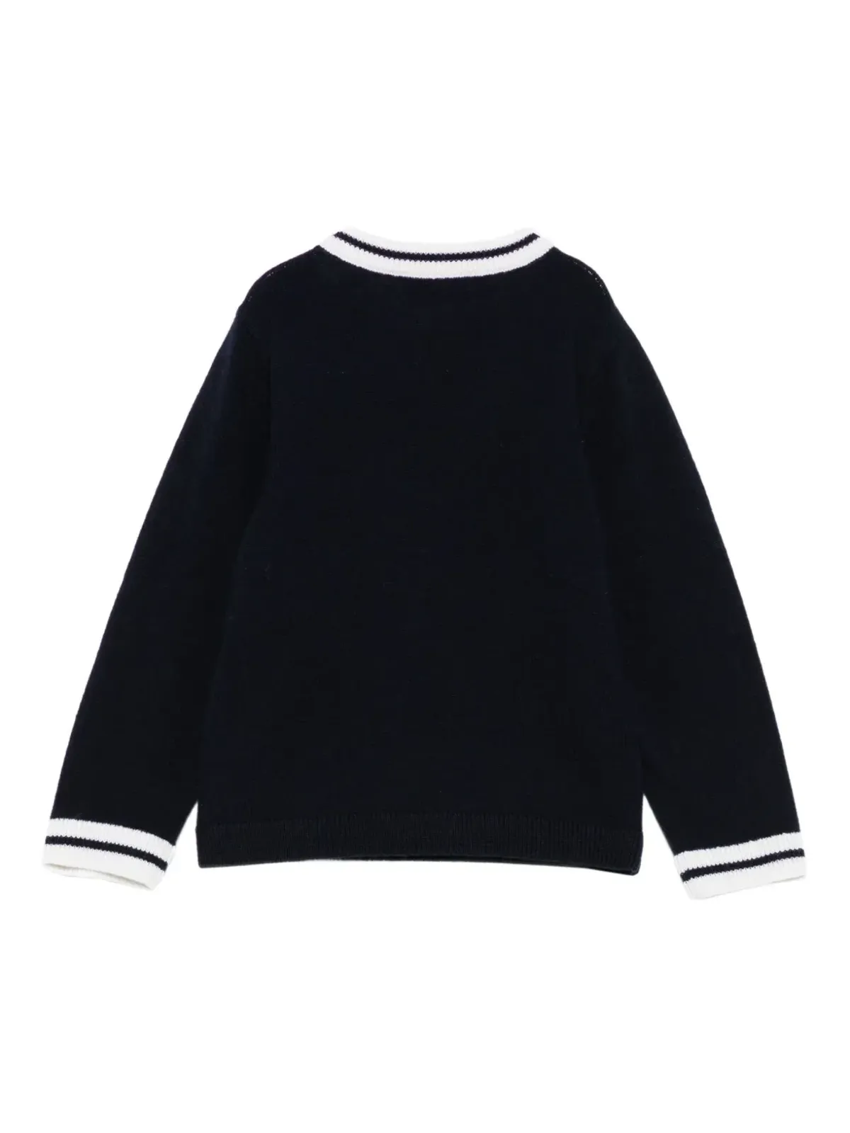 Fay Kids ストライプディテール クルーネックセーター ブルー - 画像2