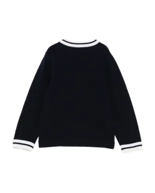 Fay Kids ストライプディテール クルーネックセーター ブルー - サムネイル2