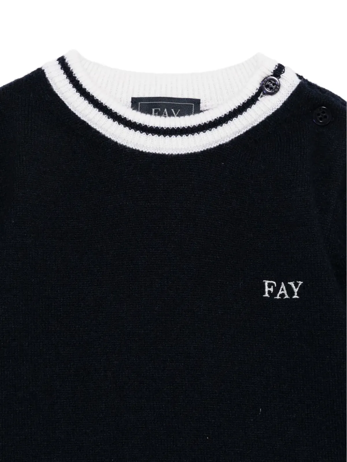 Fay Kids ストライプディテール クルーネックセーター ブルー - 画像3