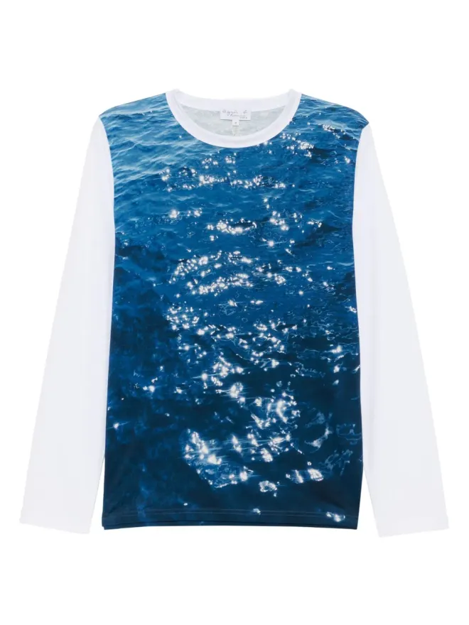 agnès b. agnès b. sea-print T-shirt - Blueの商品画像