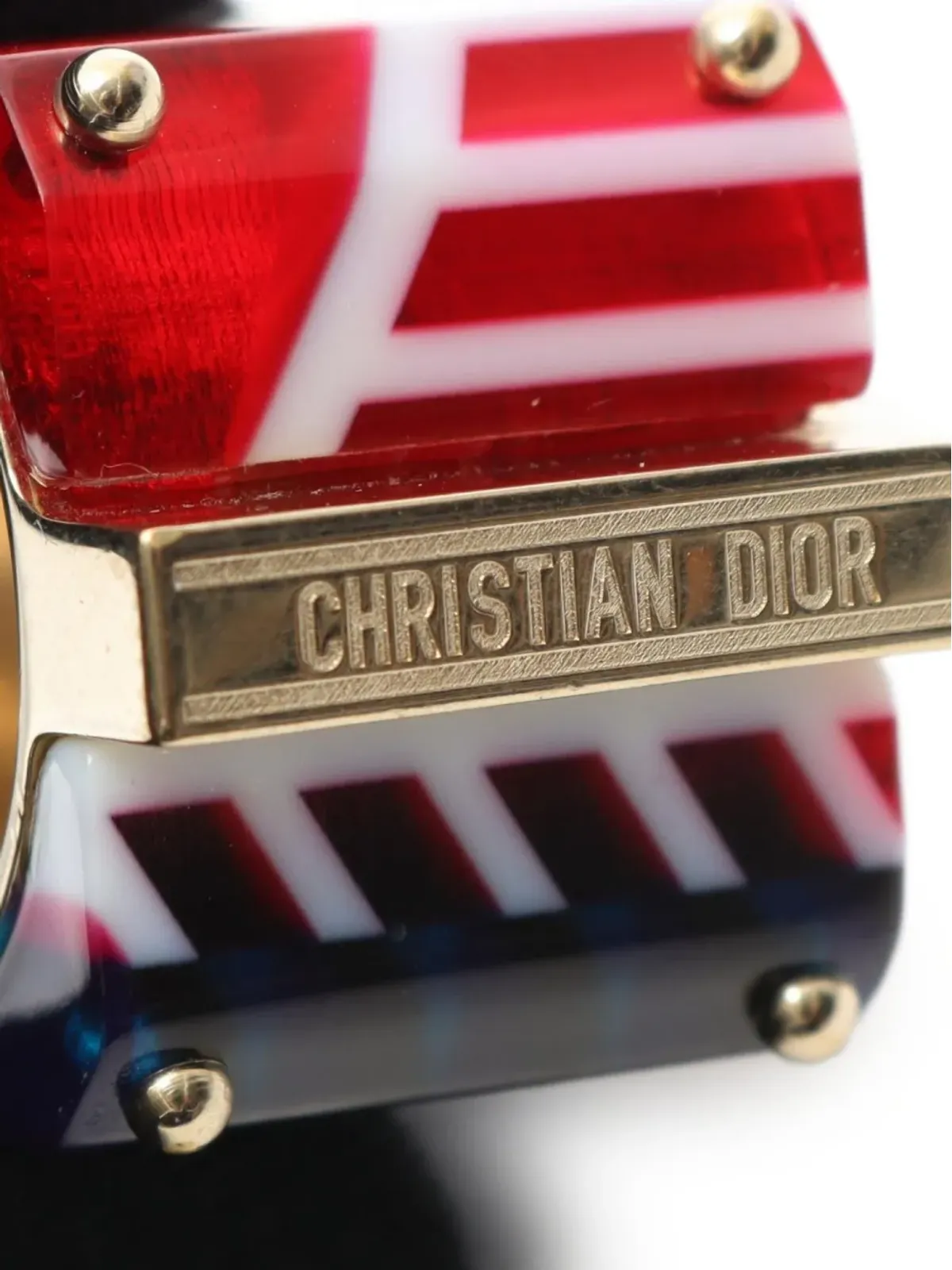 Christian Dior Pre-Owned 2010s ジオメトリック ゴールドトーン リング - 画像5