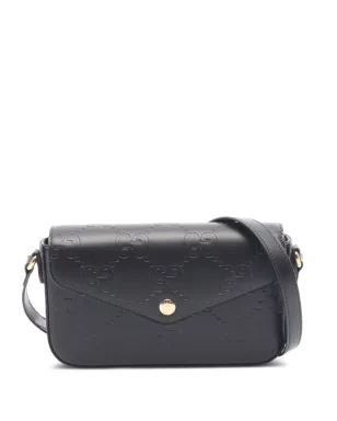 Gucci Pre-Owned 2020s ミニGGエンボス ショルダーバッグ - ブラック - サムネイル1