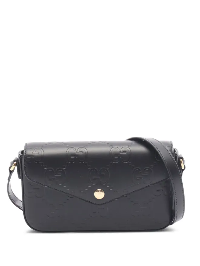 Gucci Pre-Owned Gucci Pre-Owned 2020s ミニGGエンボス ショルダーバッグ - ブラックの商品画像
