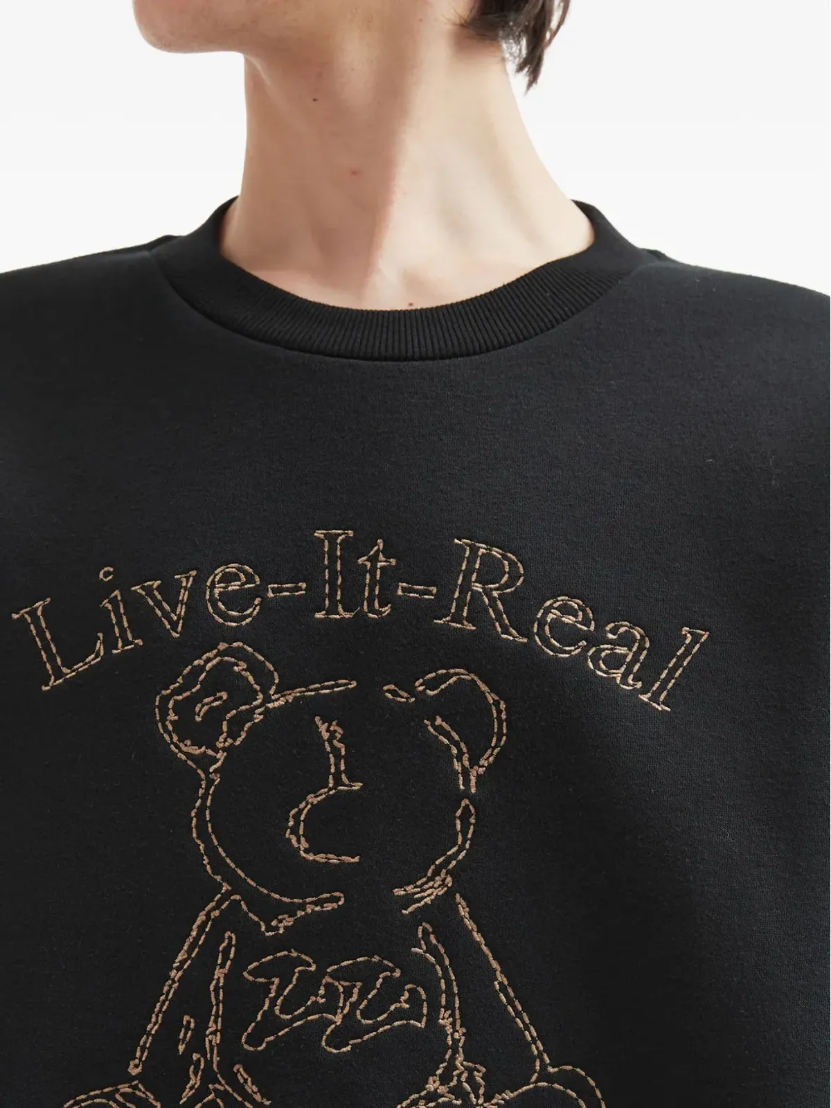 izzue teddy bear-embroidered sweatshirt - Black - 画像5