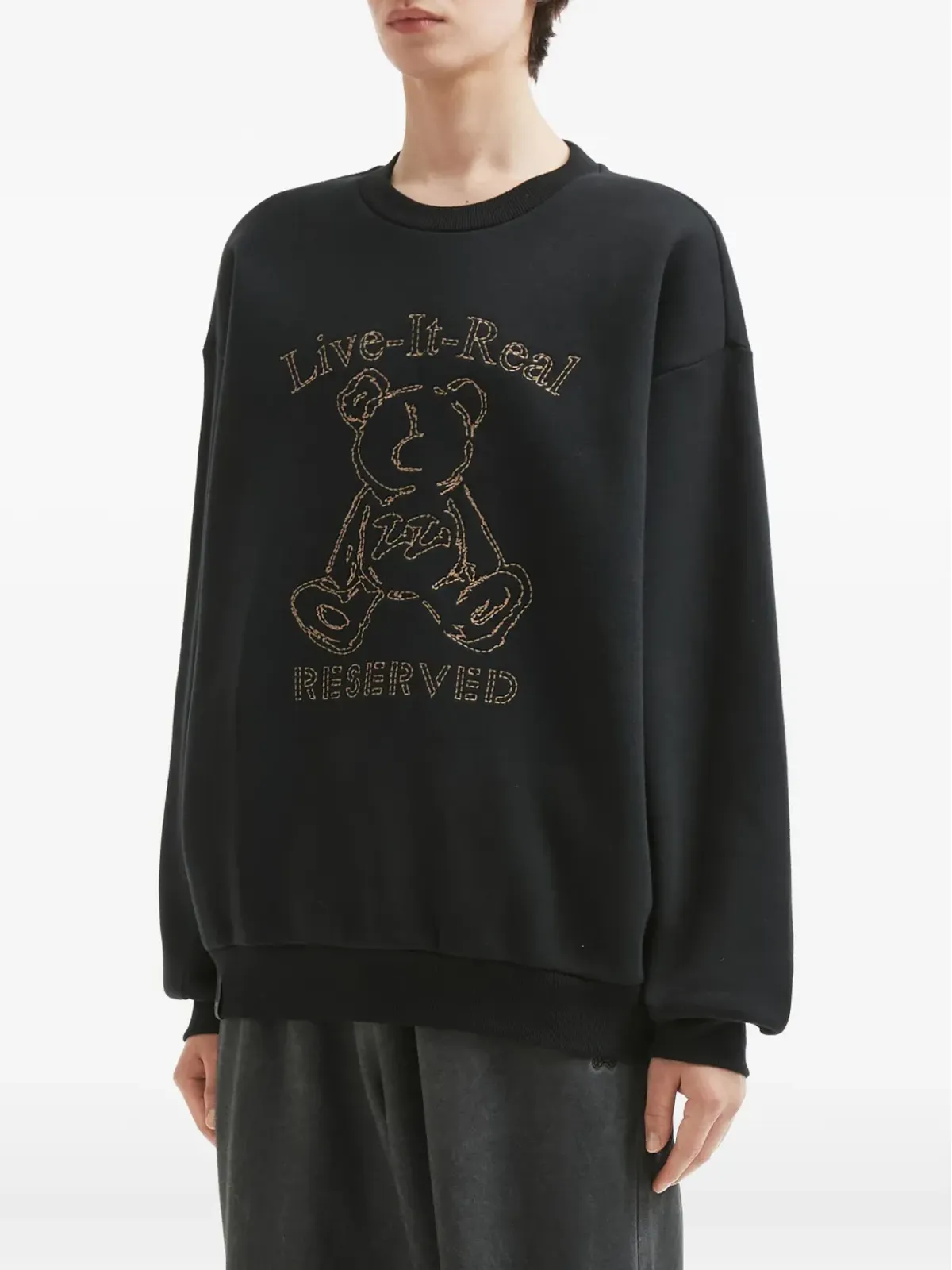 izzue teddy bear-embroidered sweatshirt - Black - 画像3