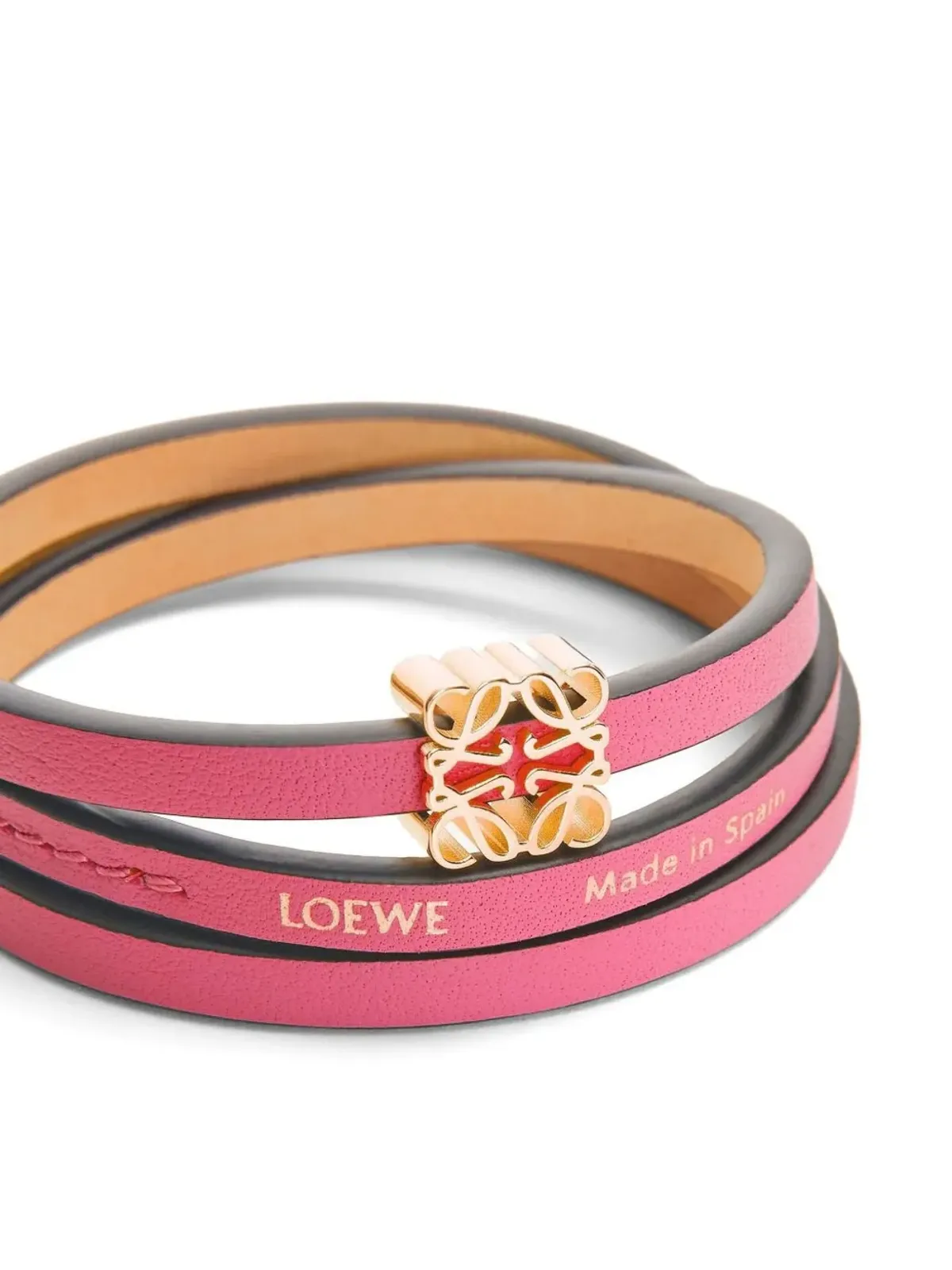 LOEWE Twist レザー ブレスレット ピンク - 画像2