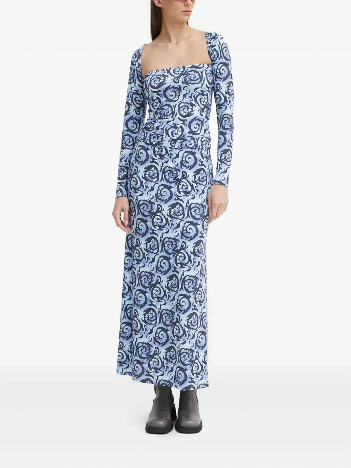Résumé square neck printed top - Blue - 画像2