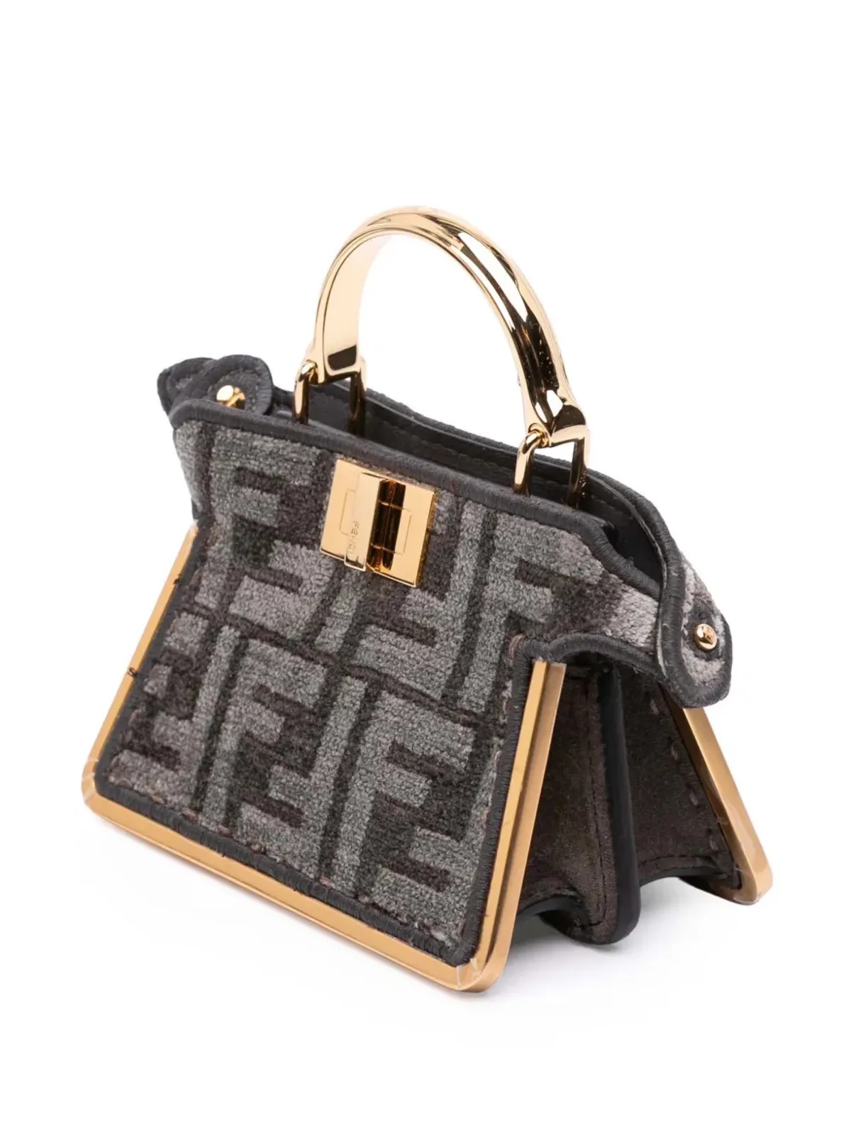 Fendi Pre-Owned ナノ ズッカ カシミア ピークアブー ISeeU マキシ ハンドル バッグ サッチェル - Grey - 画像3