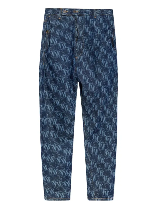 Vivienne Westwood Vivienne Westwood モノグラム柄 テーパードジーンズ - ブルーの商品画像