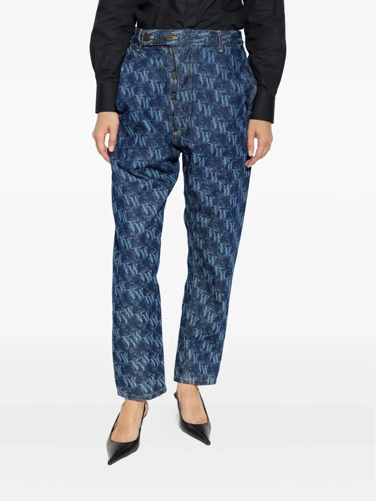 Vivienne Westwood モノグラム柄 テーパードジーンズ - ブルー - 画像3