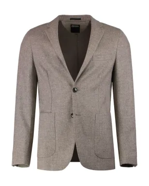 Zegna シングルブレスト ノッチド・ラペル ブレザー（ブラウン） - サムネイル1