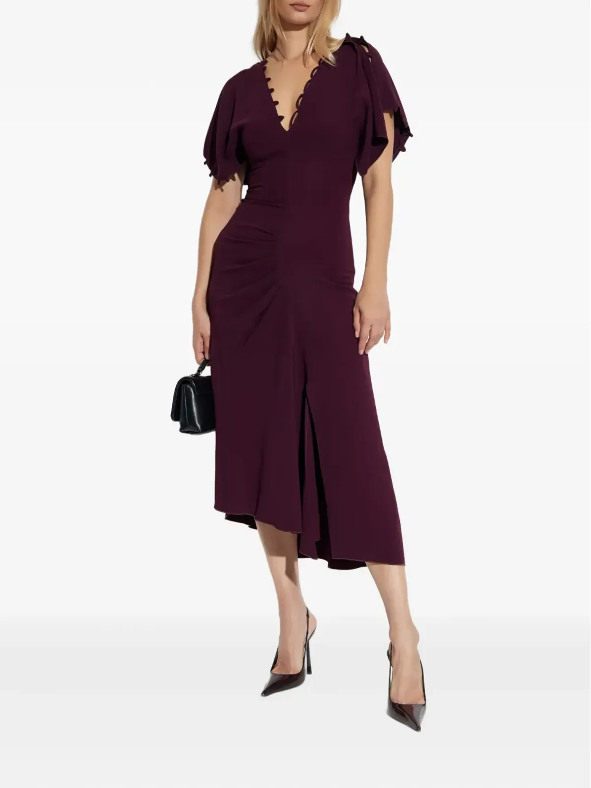 Victoria Beckham ラッフルスリーブ アシンメトリーミディドレス - 画像2
