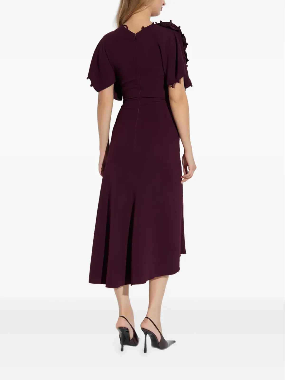 Victoria Beckham ラッフルスリーブ アシンメトリーミディドレス - 画像4