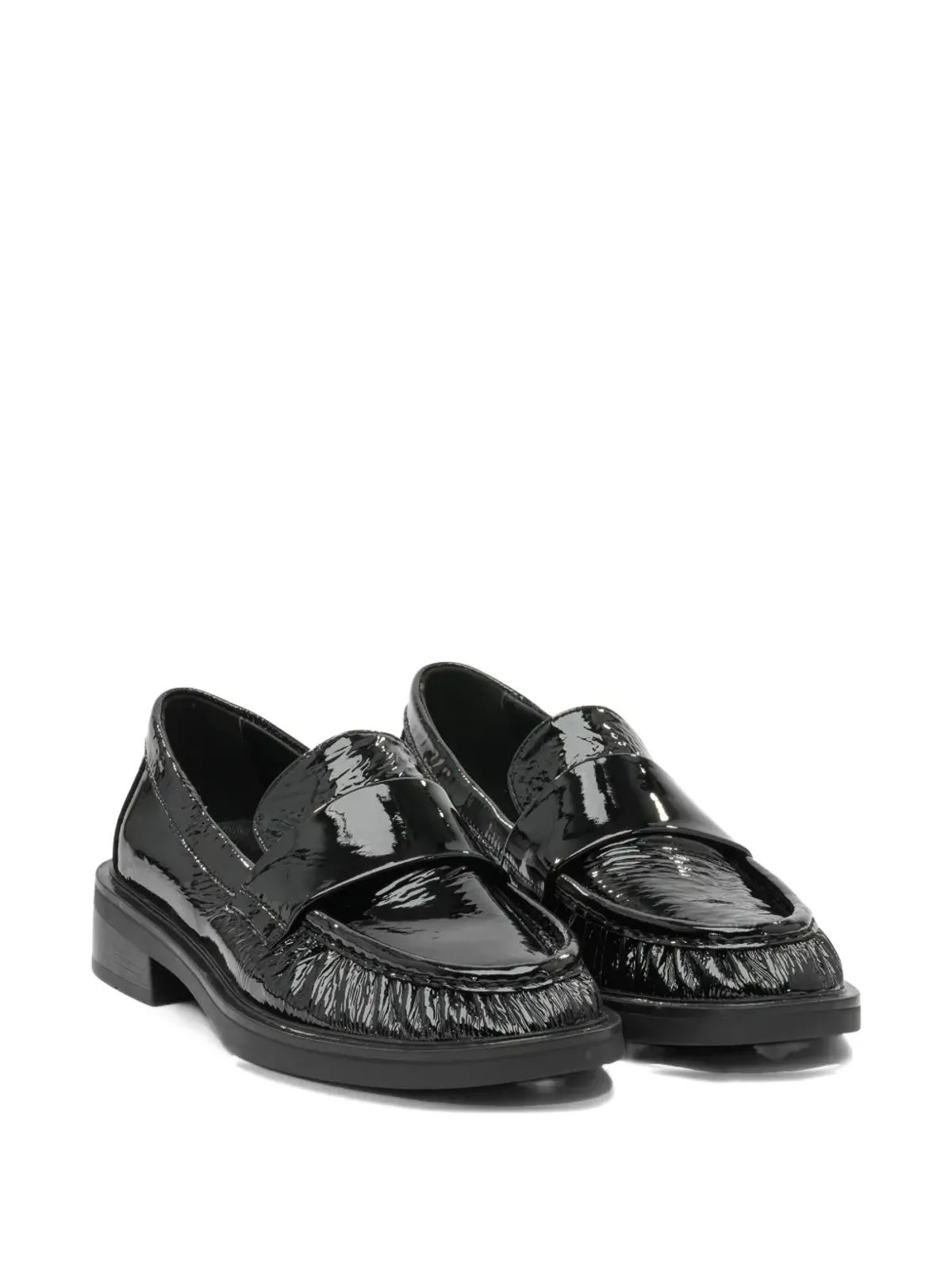 strategia shoes レザー・ラッフルディテール ローファー ブラック - 画像2