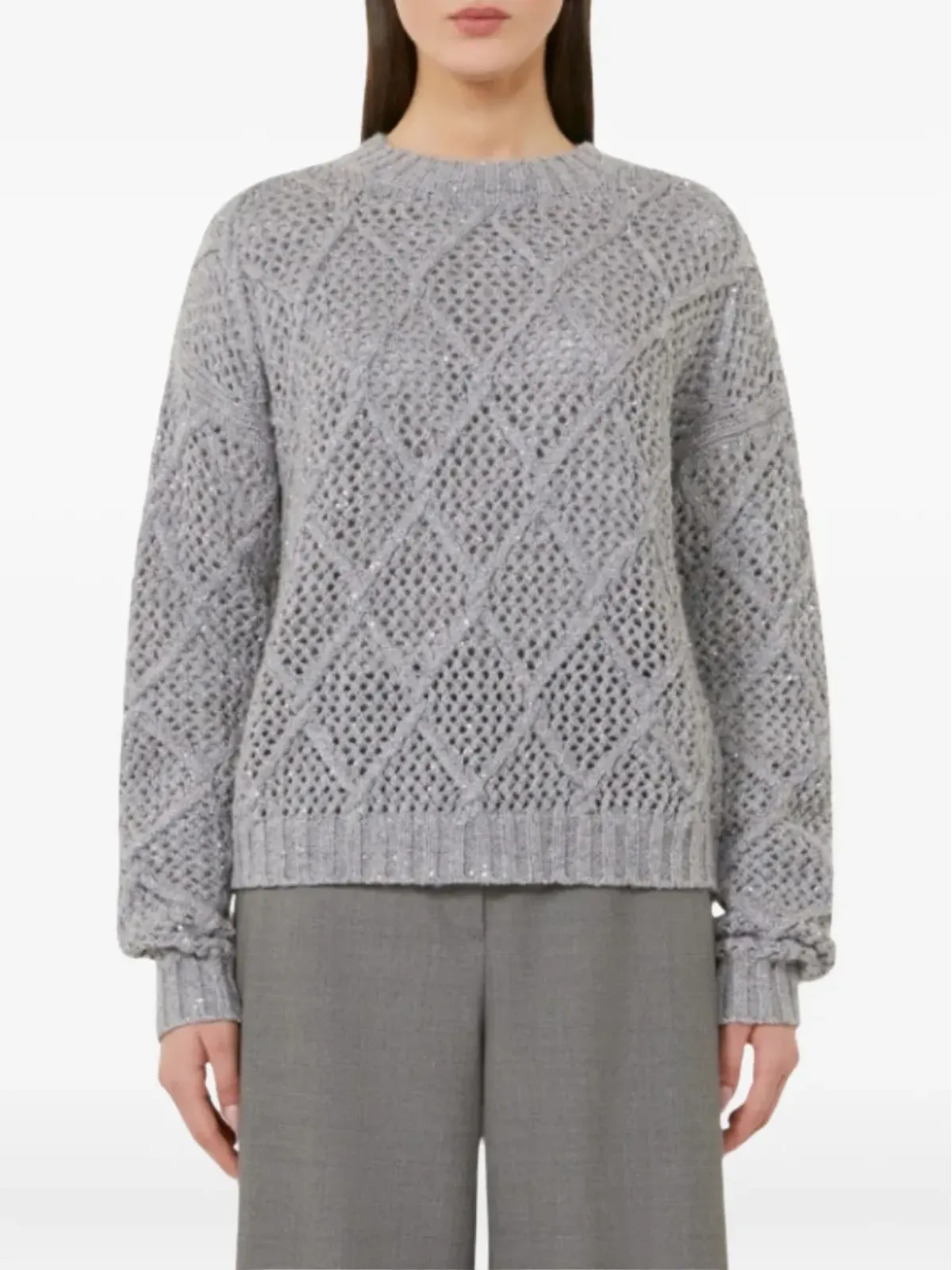 Max Mara スパンコール付きダイヤモンド柄セーター - 画像2