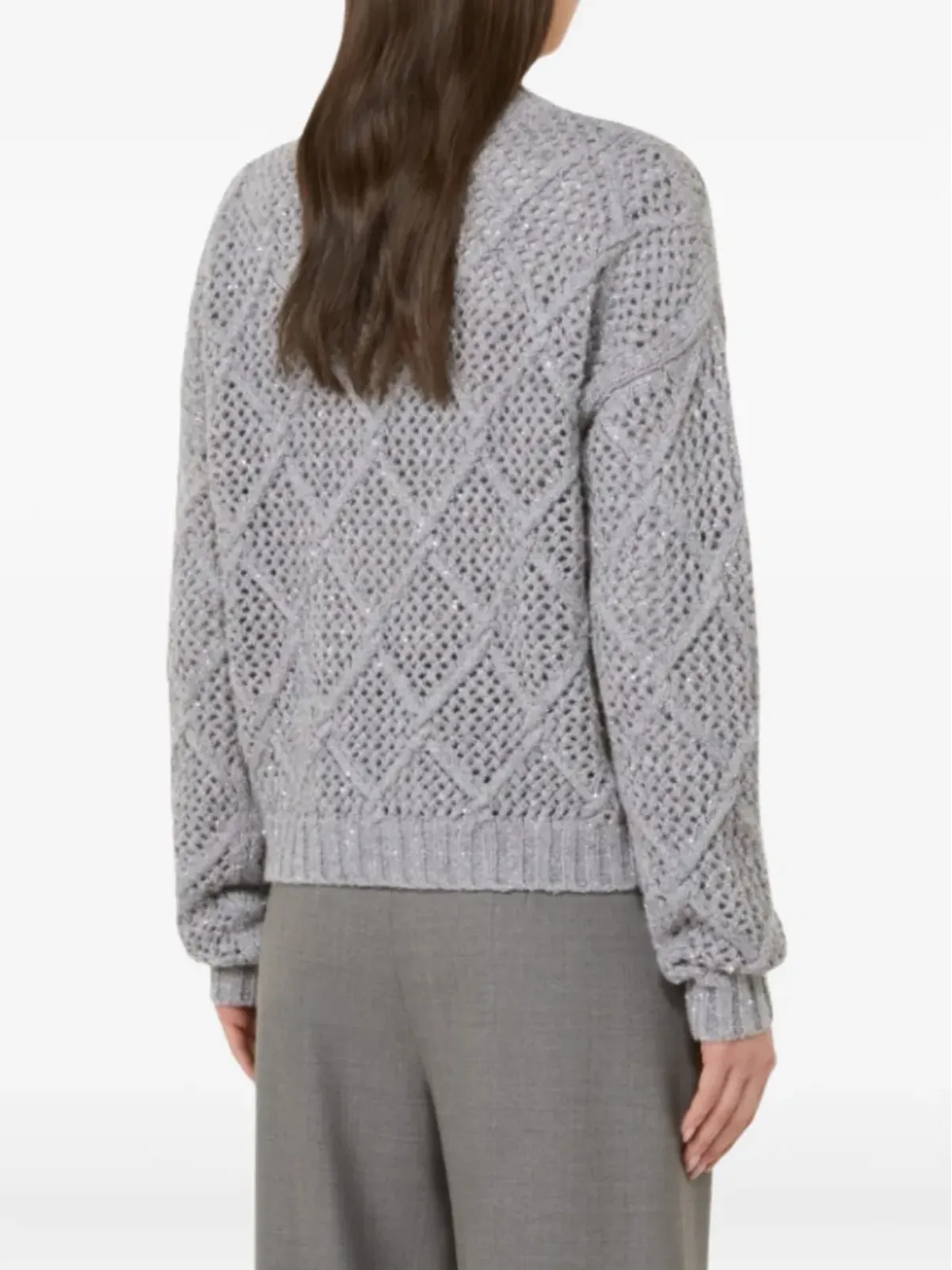 Max Mara スパンコール付きダイヤモンド柄セーター - 画像3