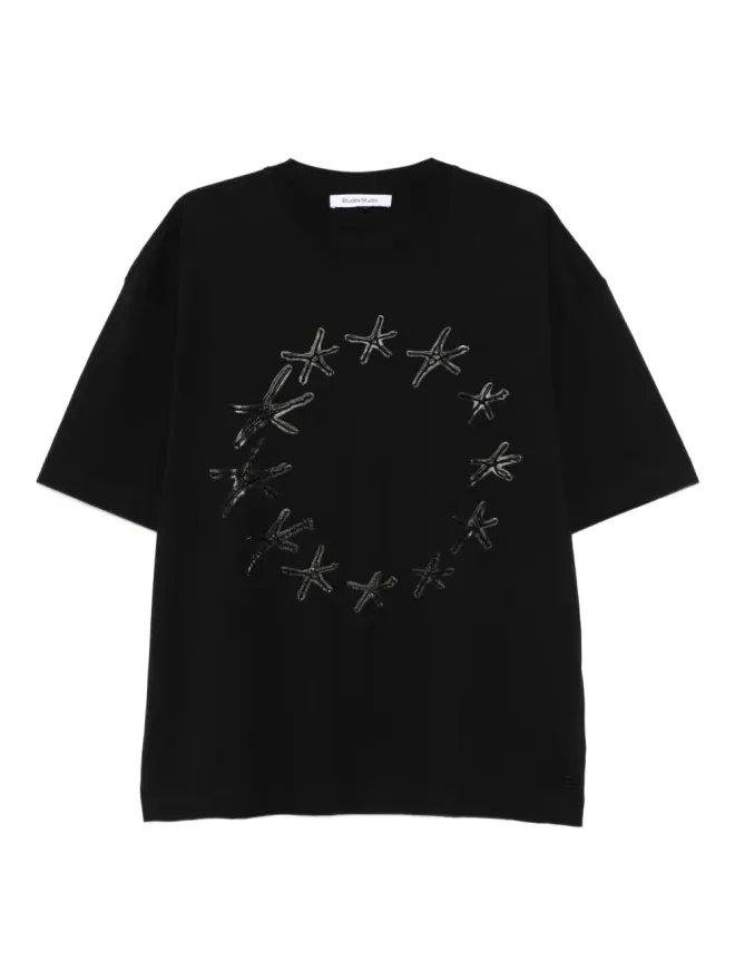 Études Studio Études Studio ヒトデ柄コットンTシャツ ブラックの商品画像
