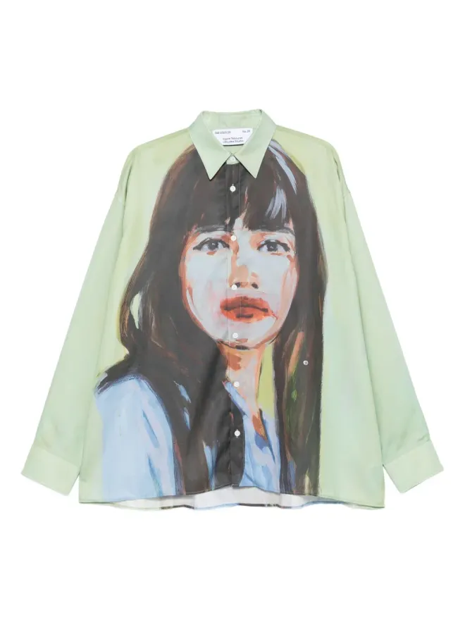 Études Studio Études Studio Claire portrait-print shirt - Greenの商品画像