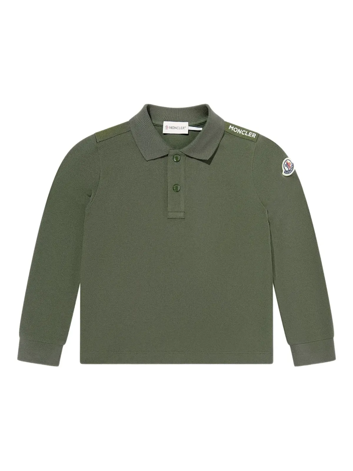 Moncler Enfant ロゴパッチ長袖ポロシャツ - Green - 画像1