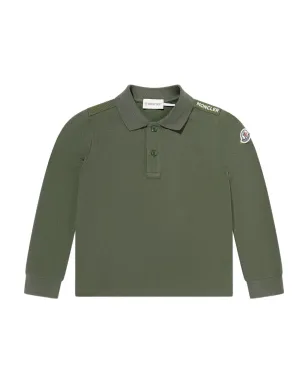 Moncler Enfant ロゴパッチ長袖ポロシャツ - Green - サムネイル1