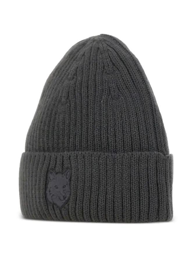 Maison Kitsuné Maison Kitsuné 狐頭モチーフのリブ編みビーニーの商品画像