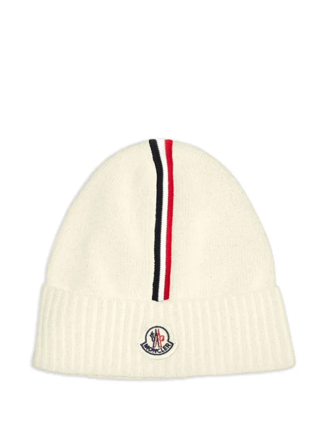 Moncler Enfant Moncler Enfant ストライプロゴパッチ ビーニー帽の商品画像