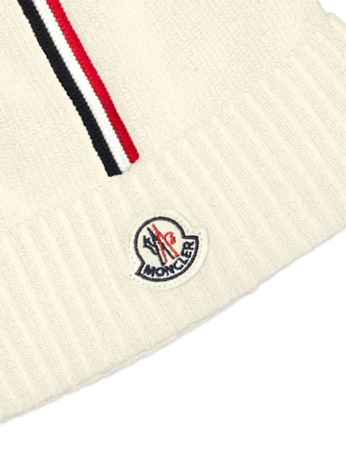 Moncler Enfant ストライプロゴパッチ ビーニー帽 - 画像3