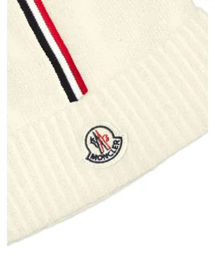 Moncler Enfant ストライプロゴパッチ ビーニー帽 - サムネイル3
