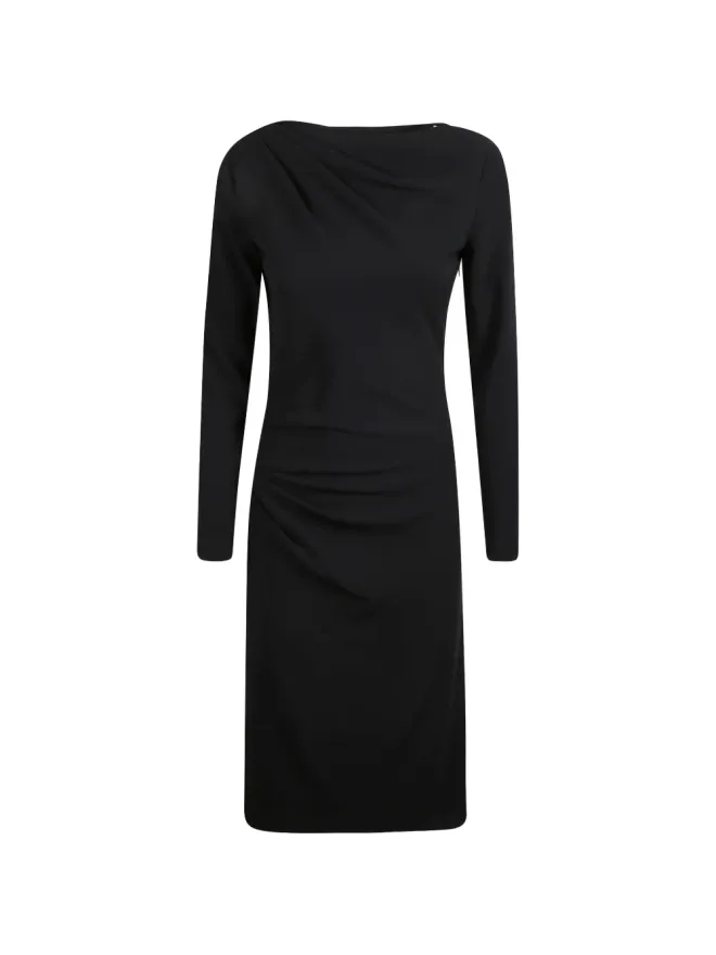 Max Mara Max Mara ドレープ入り長袖ミディドレス - ブラックの商品画像