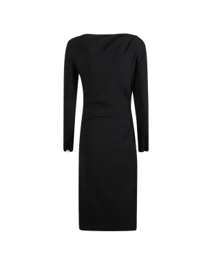 Max Mara ドレープ入り長袖ミディドレス - ブラック - サムネイル2