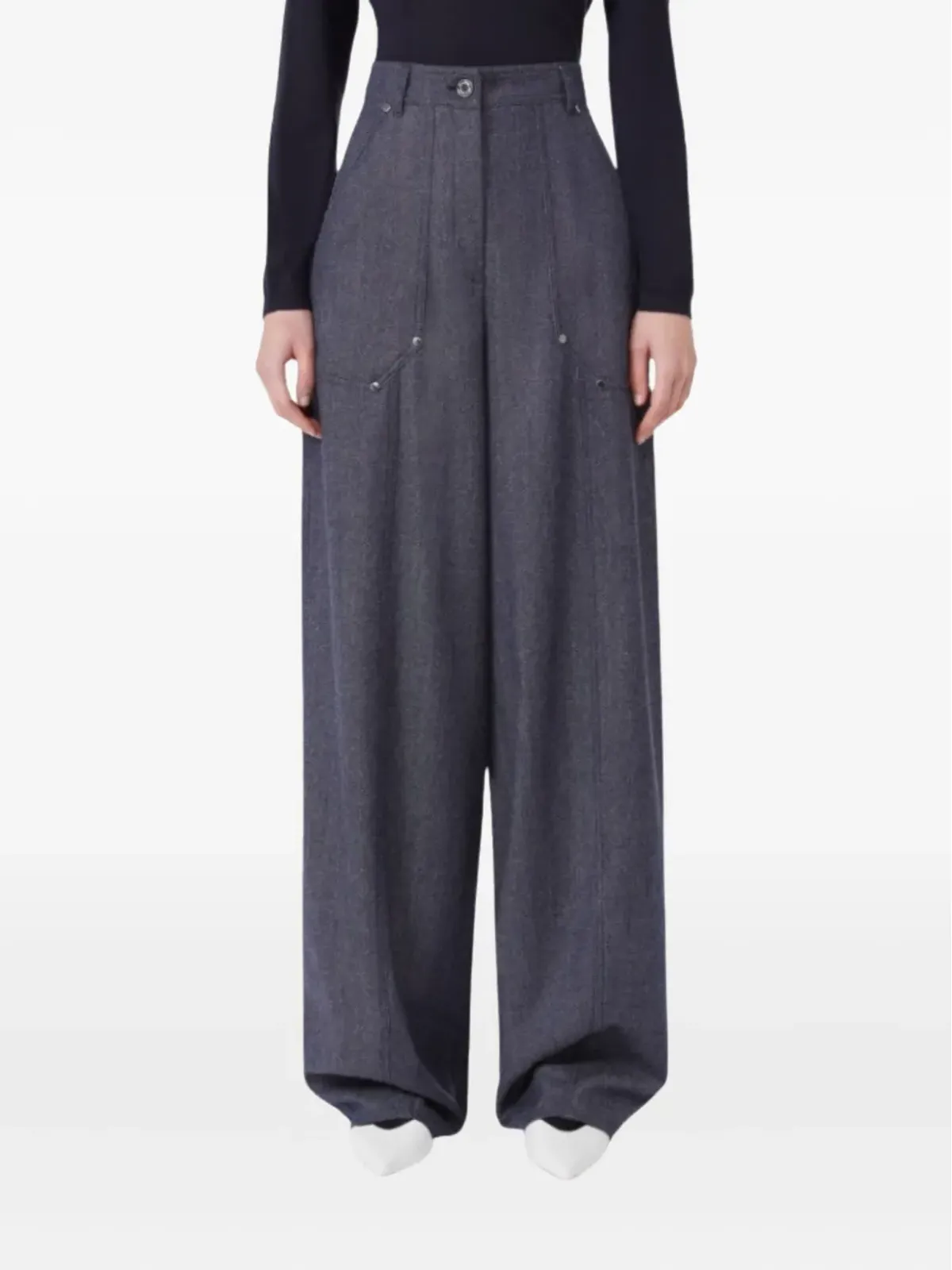 Max Mara ハイウエスト パッチポケットパンツ - ブルー - 画像3