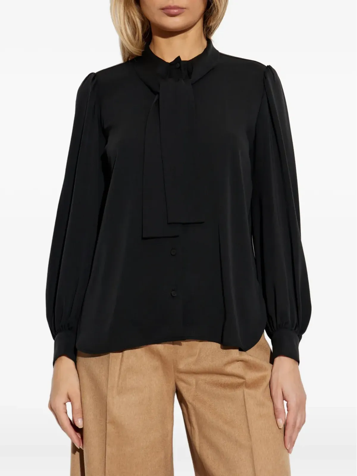 Max Mara タイ留めパフスリーブ ブラウス - 画像3