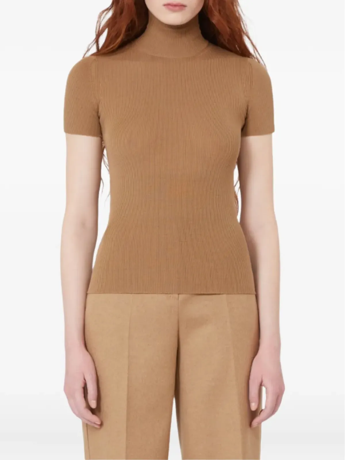 Max Mara リブ編みタートルネックトップ - 画像3