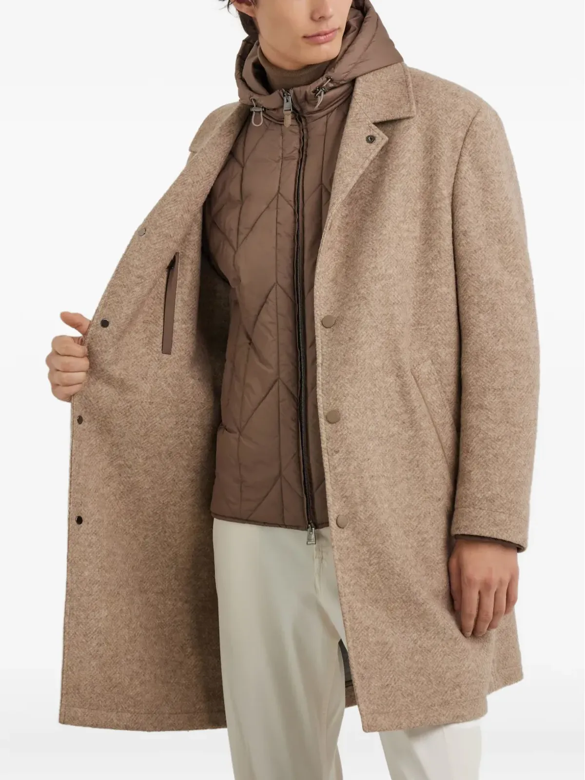 Canali フード付きシングルブレストコート - 画像5
