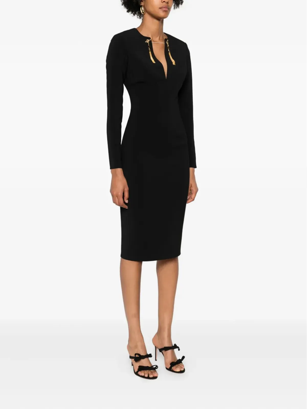 Elisabetta Franchi タッセル装飾の長袖デイドレス - 画像3