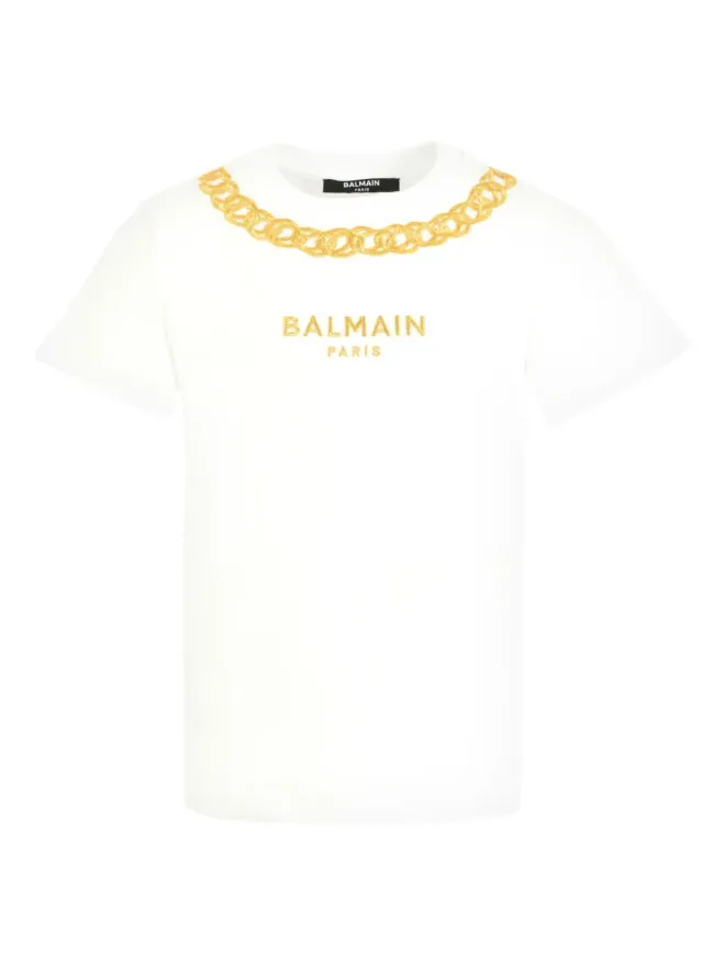 Balmain Kids Balmain Kids チェーン装飾ロゴ Tシャツの商品画像