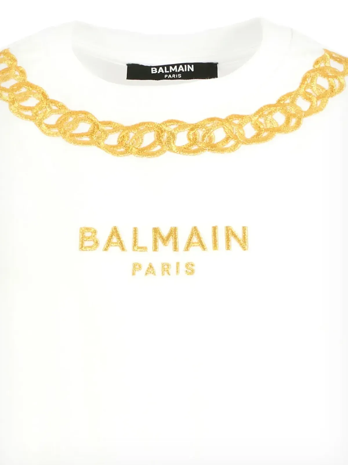 Balmain Kids チェーン装飾ロゴ Tシャツ - 画像3