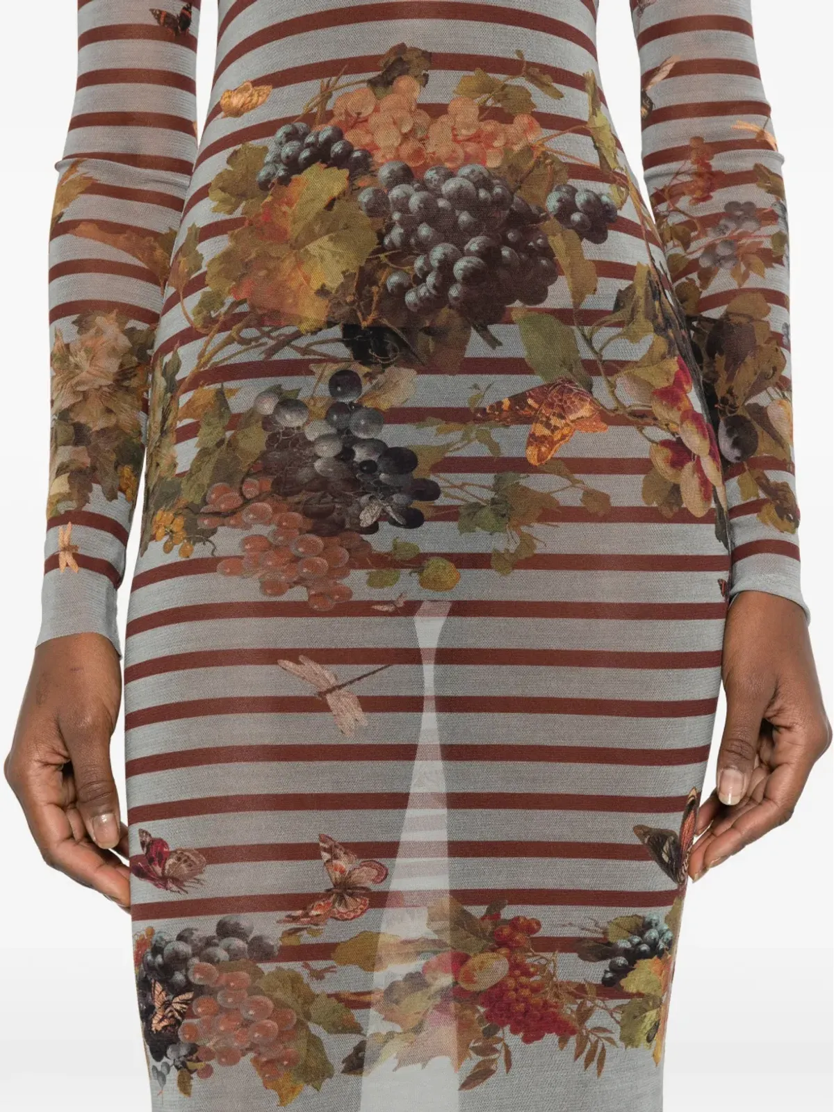 Jean Paul Gaultier ストライプ柄プリント マキシドレス - 画像5