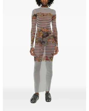 Jean Paul Gaultier ストライプ柄プリント マキシドレス - サムネイル2