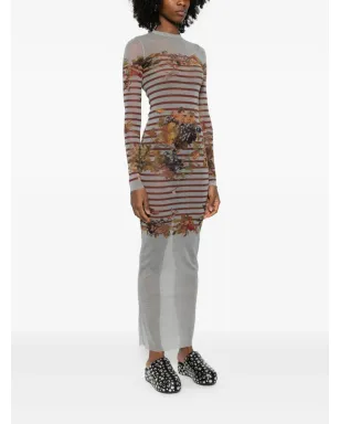 Jean Paul Gaultier ストライプ柄プリント マキシドレス - サムネイル3