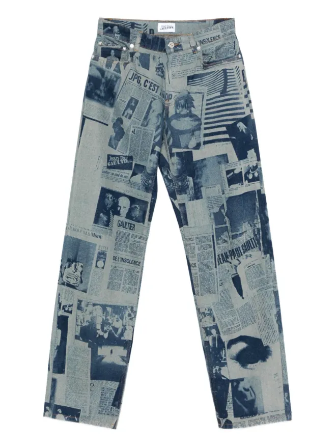 Jean Paul Gaultier Jean Paul Gaultier 新聞紙柄ストレートジーンズの商品画像