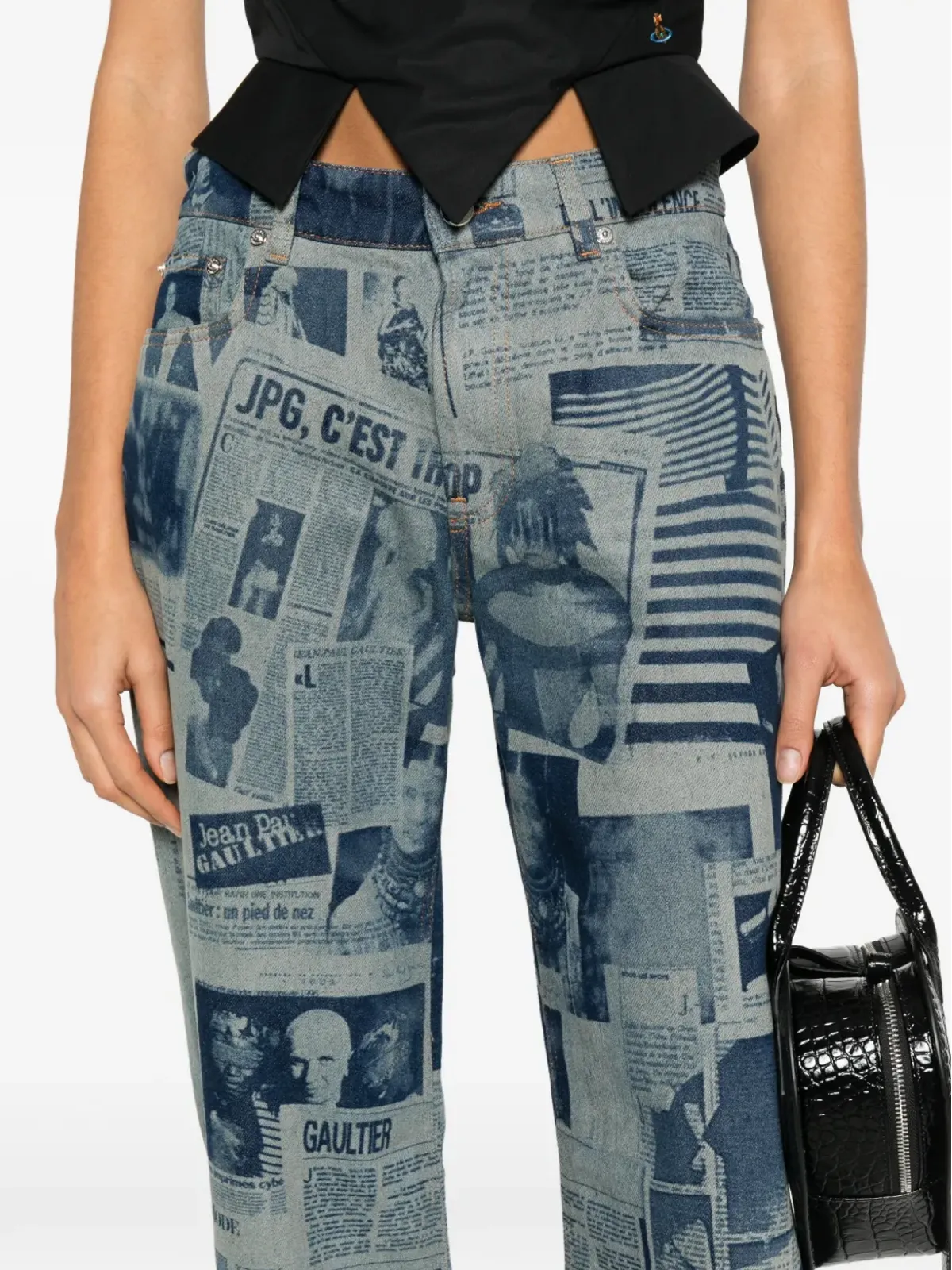 Jean Paul Gaultier 新聞紙柄ストレートジーンズ - 画像5