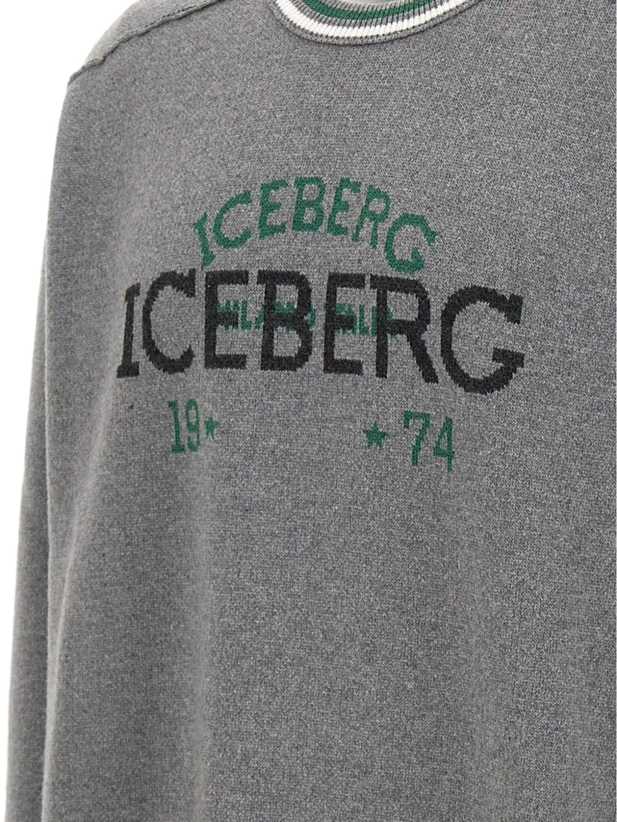 Iceberg ロゴ刺繍 ラグランスリーブ セーター グレー - 画像4