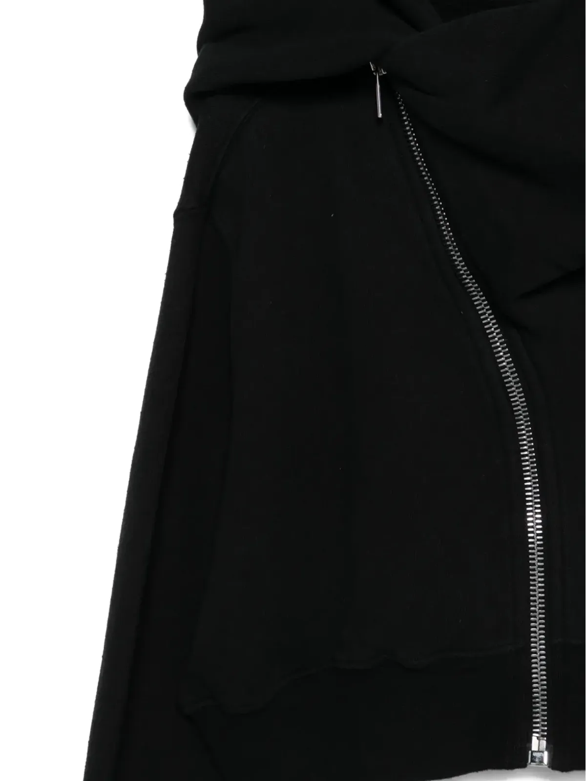 Rick Owens DRKSHDW ドレープ ZIPフロント アシンメトリーパーカー ブラック - 画像3