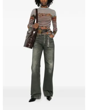 Jean Paul Gaultier マリニエール柄ストライプ グレーププリントトップ - グレー - サムネイル2