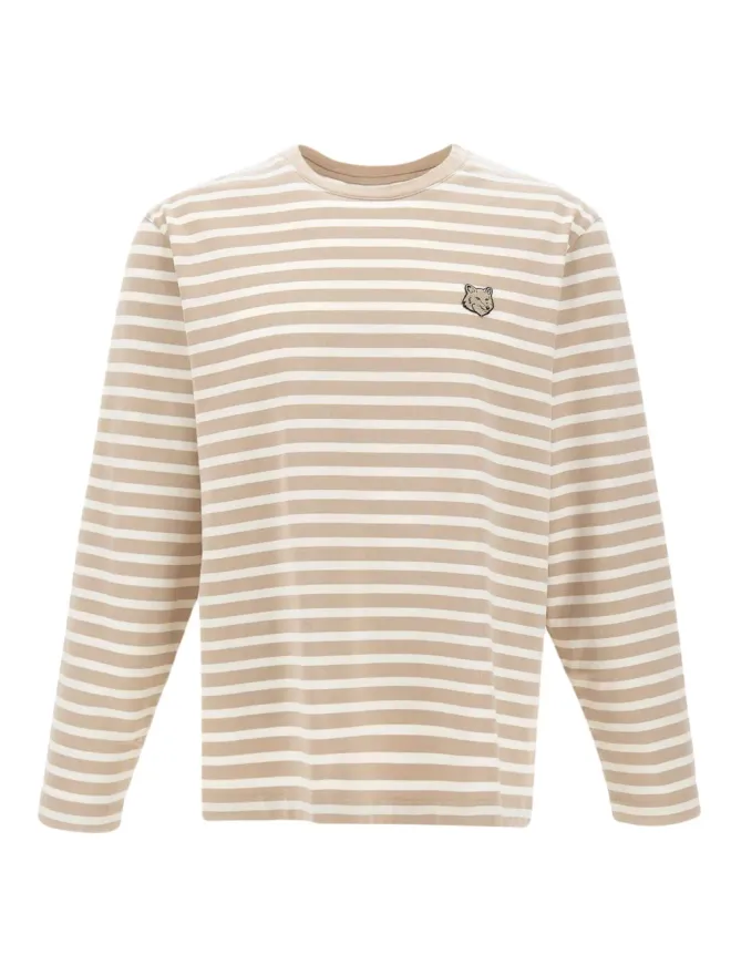 Maison Kitsuné Maison Kitsuné キツネヘッド柄ストライプ長袖トップの商品画像