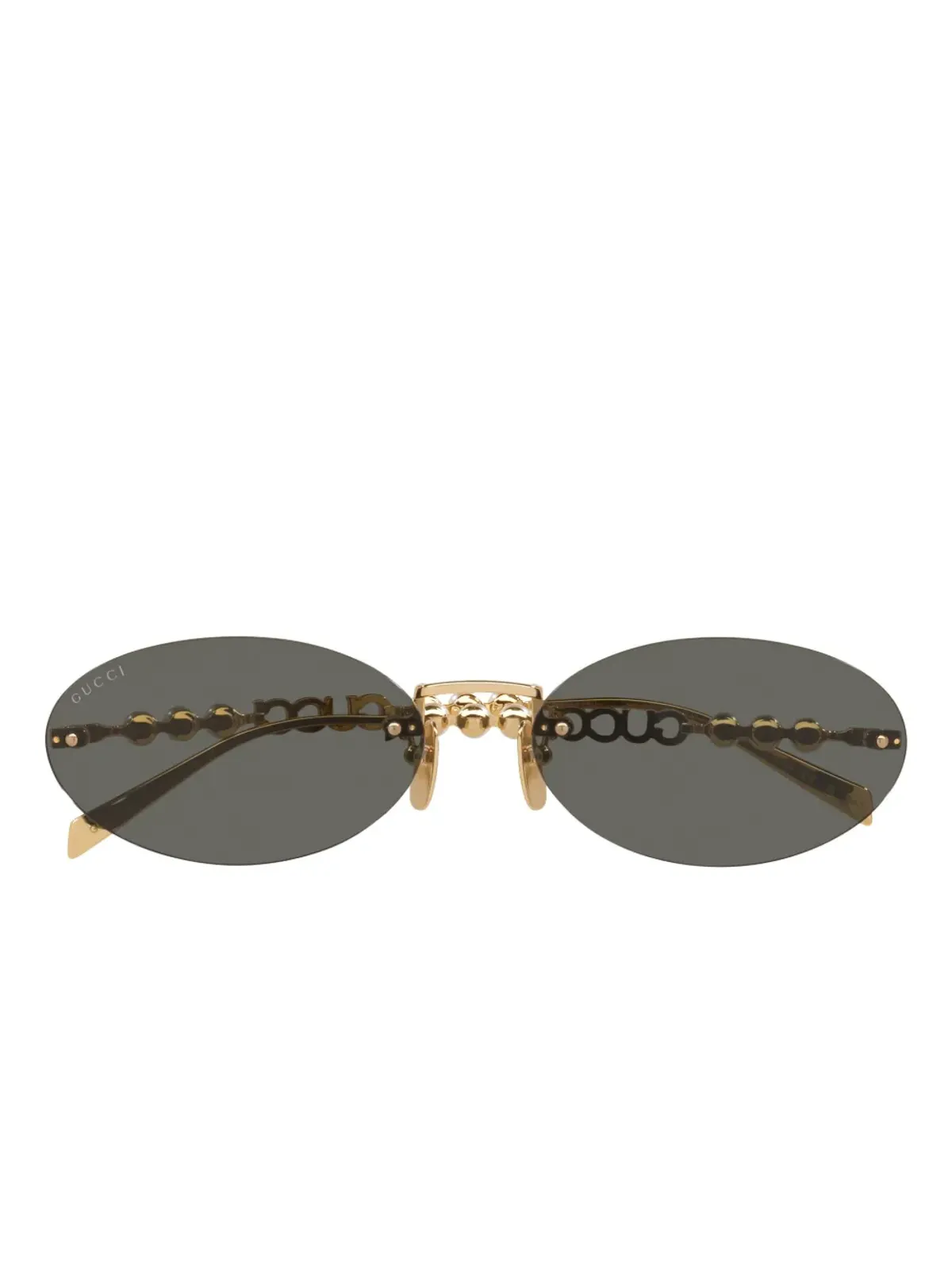 Gucci Eyewear パール装飾のオーバルフレーム サングラス - ゴールド - 画像5