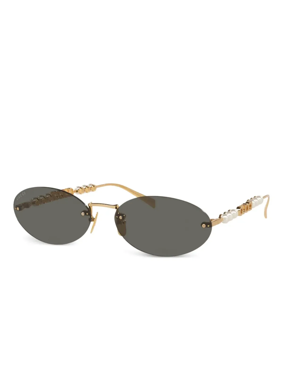 Gucci Eyewear パール装飾のオーバルフレーム サングラス - ゴールド - 画像2
